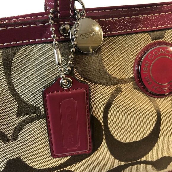 Coach maroon burgundy top zip shoulder bag - Picture 10 of 15